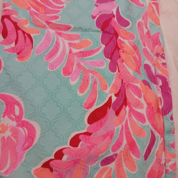 Lilly Pulitzer Size 8 Tropical Print Pants Pink Blue Straight Leg Pants - Picture 10 of 11
